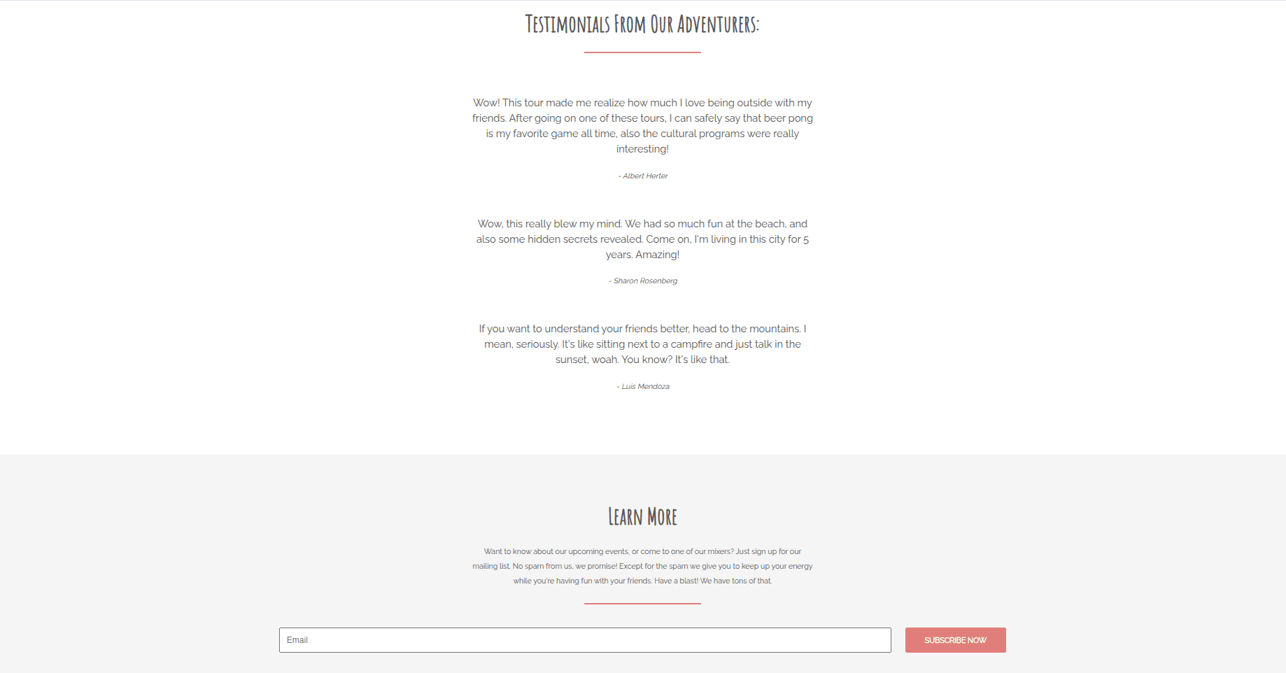 Testimonials and Contact Preview